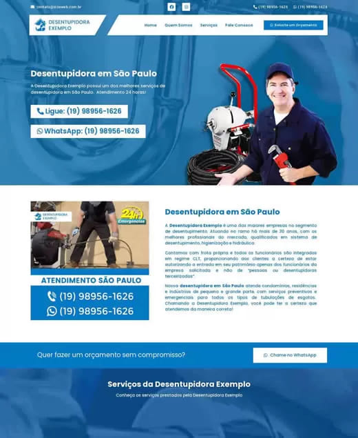 site profissional para desentupidora - modelo 1