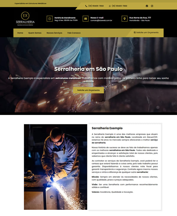 site profissional para serralheria - modelo 1